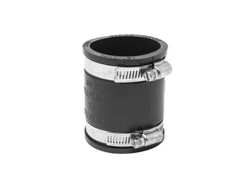 4" x 3" Flexible Rubber Coupling with Stainless Steel Band and Clamps, For CI, Plastic x CI, Plastic