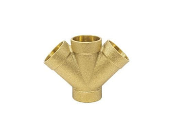 2" x 2" x 1-1/2" x 1-1/2" DWV Double WYE C x C x C x C, Cast Brass