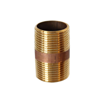 1" x 3/8" MIP Red Brass Nipple, Lead Free