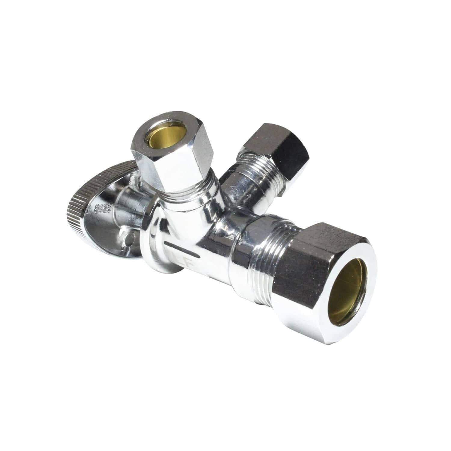 3/8" x 3/8" 1/4 Turn Dual Compression Angle Stop Valve