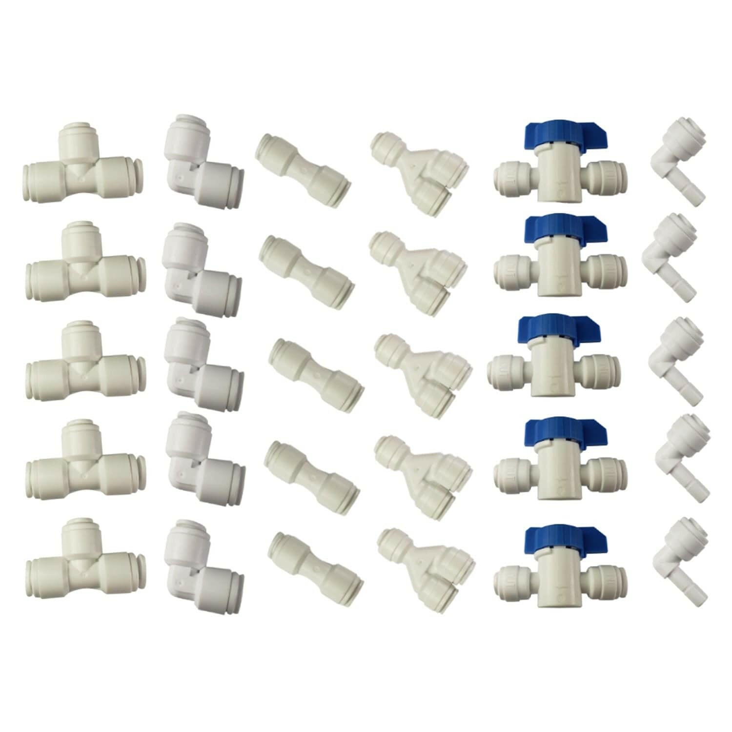 1/4" Quick Connect Reverse Osmosis Fittings Variety 30 Pack