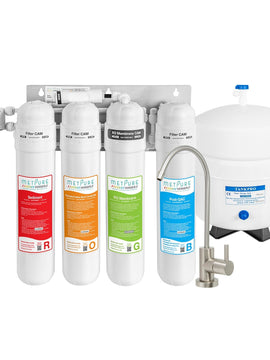 Metpure 4 Stage Reverse Osmosis Water Filtration System (MV4-ROGB) with Faucet, 50 GPD RO Membrane