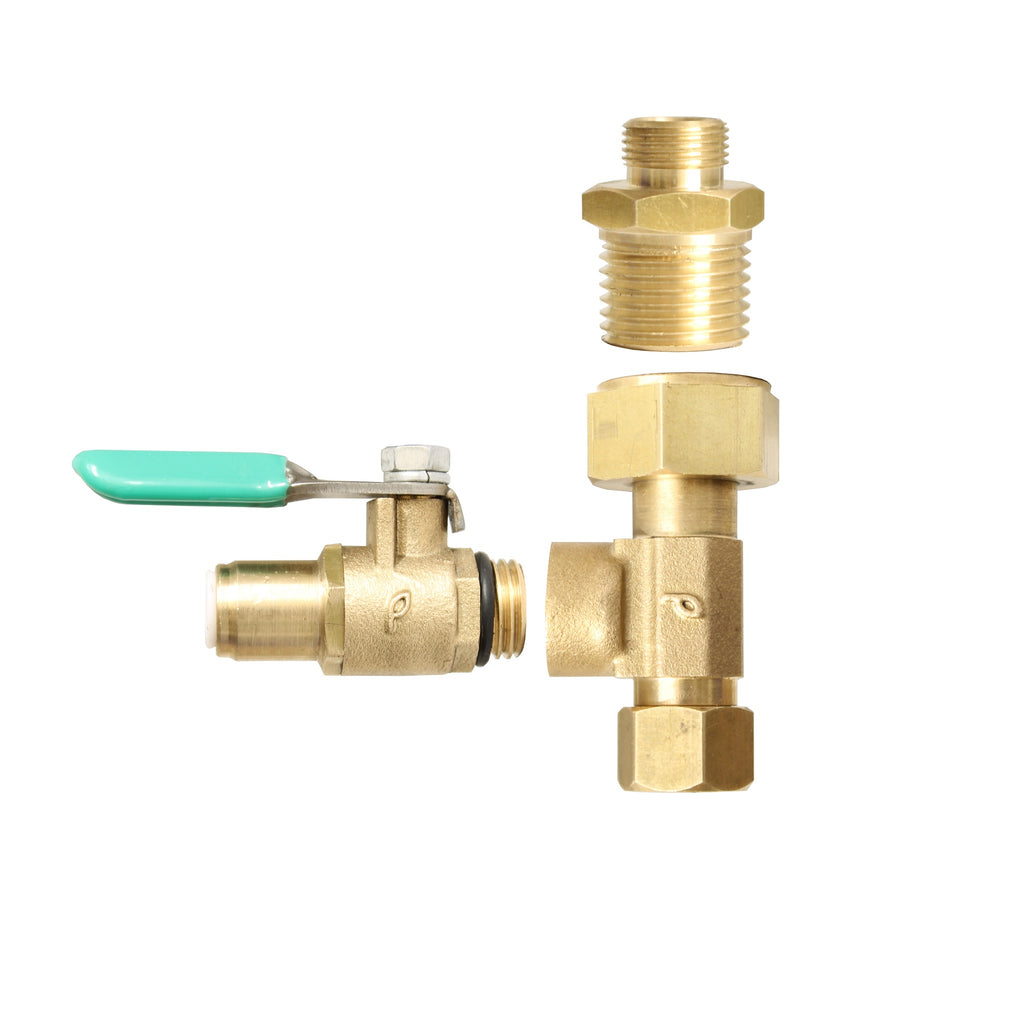 Brass EZ RO Water Filtration Supply Adapter with 3/8 QC Ball Valve