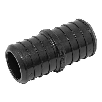 1" PEX B Crimp x Crimp PPSU Black Poly Pipe Coupling, ASTM F2159, Roll Barb