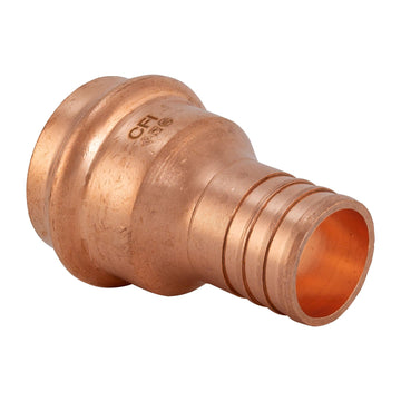 Copper 3/4" Press (P) x 1/2" PEX B Crimp Reducing Fitting for Copper and PEX Pipe. ProPress Compatible.