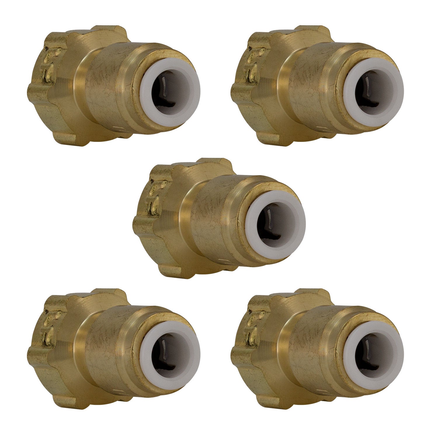 Metpure Quick Connect Female Brass Reducing Adapter - 1/4" OD Quick Connect x 3/8" COMP Female Threaded Compression (5 Pack)