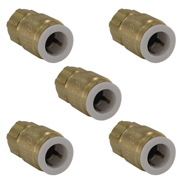 Metpure Quick Connect Female Brass Reducing Adapter - 3/8" OD Quick Connect x 1/4" COMP Female Threaded Compression (5 Pack)