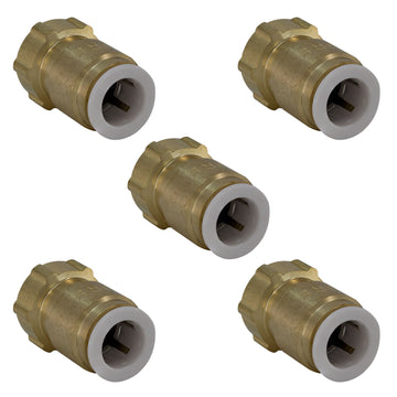 Metpure Quick Connect Female Brass Adapter - 3/8" OD Quick Connect x 3/8" COMP Female Threaded Compression (5 Pack)