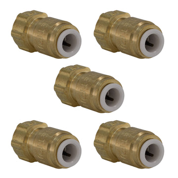 Metpure Quick Connect Female Brass Adapter - 1/4" OD Quick Connect x 1/4" COMP Female Threaded Compression (5 Pack)