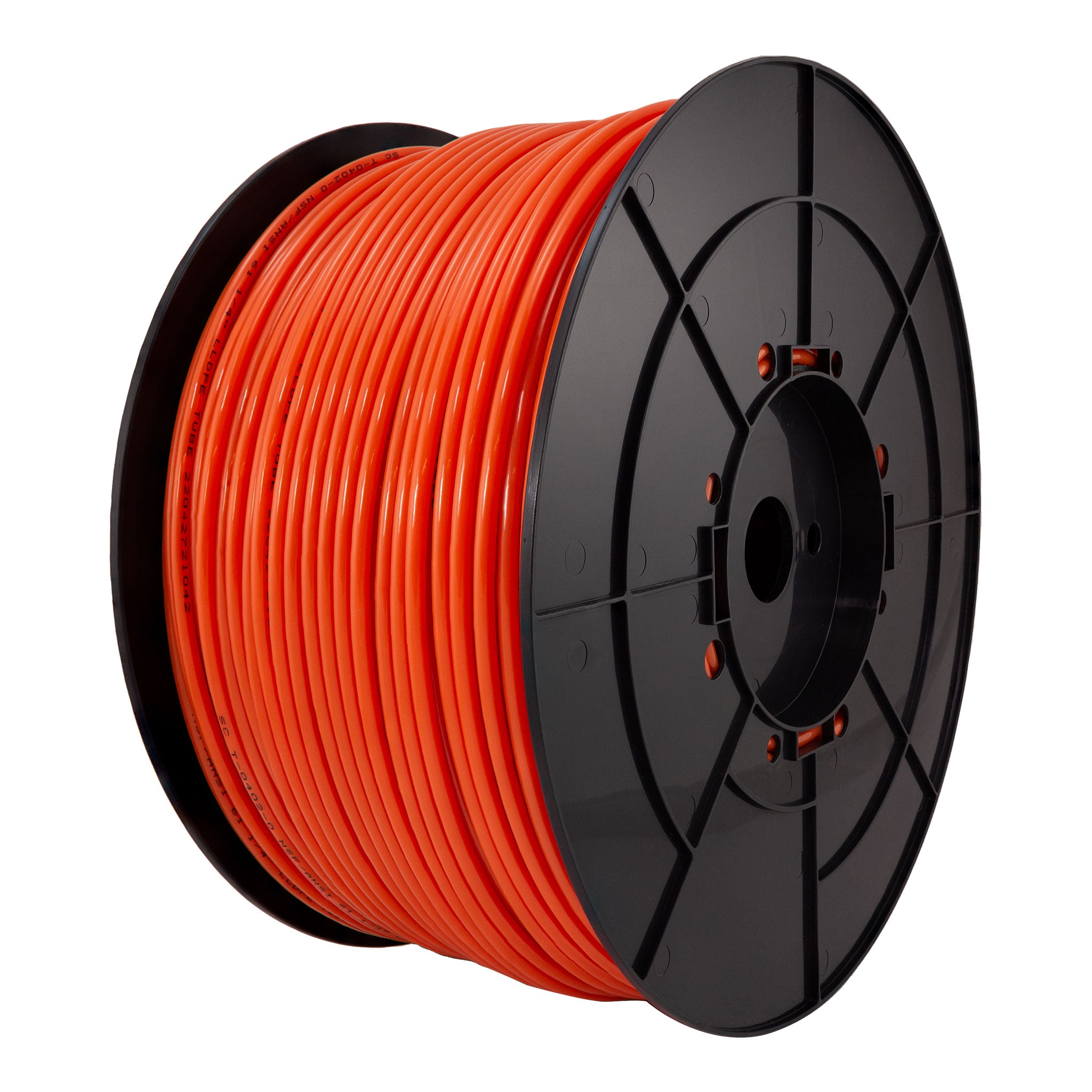 1/4" LLDPE Tube. 1000 FT or 300 M Roll. With Spool. Orange Color. Certified by NSF.