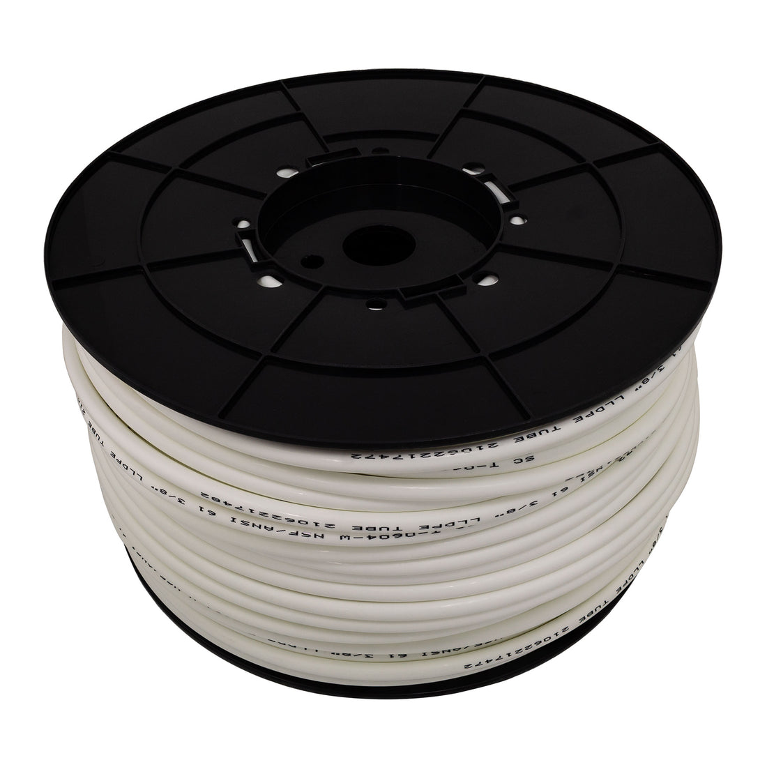 3/8" LLDPE Tube. 500 FT or 150 M Roll. With Spool. White Color. Certified by NSF.